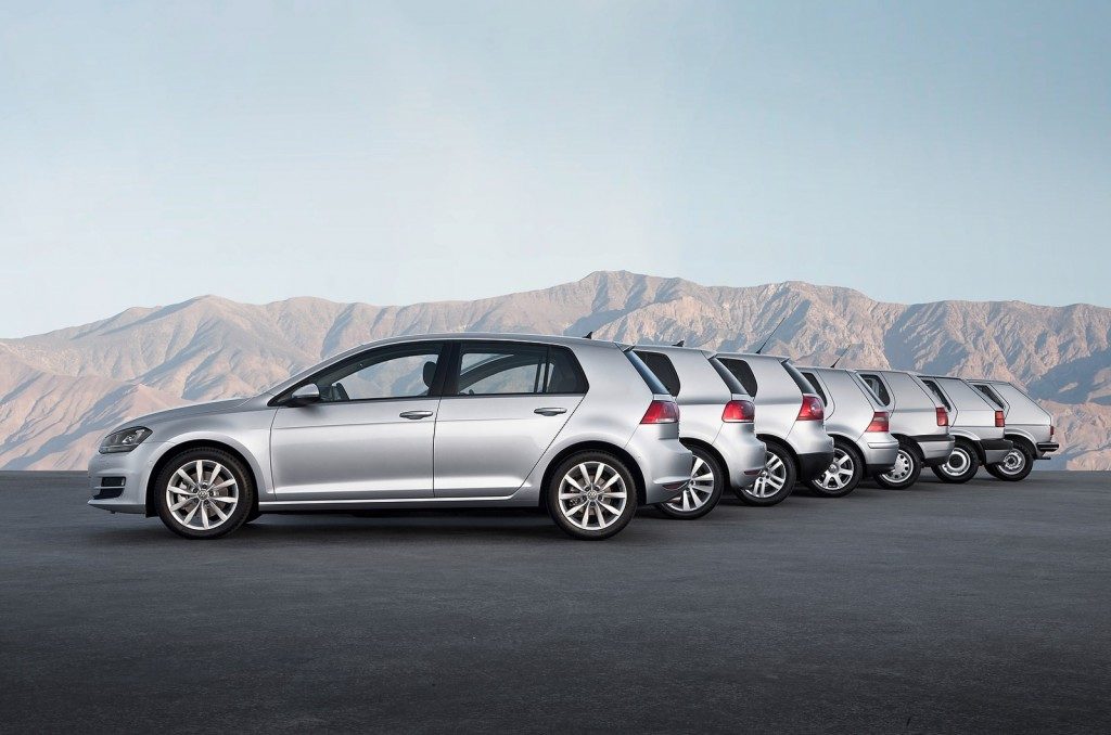 7 generations of VW Golf